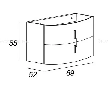 Тумба подвесная для раковины Cezares STING 69x52x55, 54657 Bianco Lucido