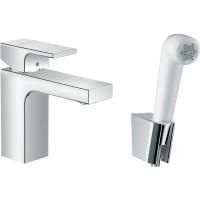 Смеситель для раковины с гигиеническим душем Hansgrohe Vernis Shape, без сливного гарнитура, хром, 7