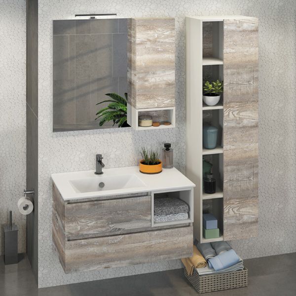 Тумба-умывальник Comforty "Турин-90L" дуб бежевый с раковиной Comforty 9090EL