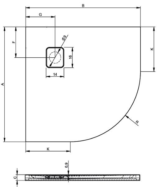 Душевой поддон Riho BASEL 451 90х90, черный глянцевый, хром, DC981600000000S