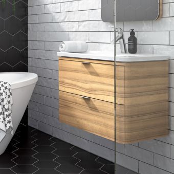 Тумба с раковиной Vitra Nest Trendy 60, с LED подсветкой, натуральная древесина, 56144
