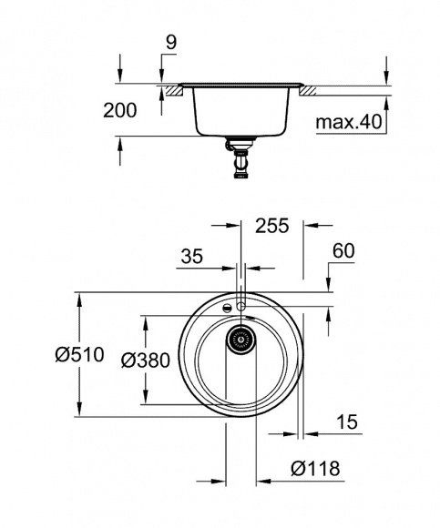 Мойка для кухни Grohe K200 композитная, серый гранит, 31656AT0
