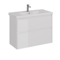 Тумба подвесная Lemark COMBI 100 см под 1 раковину, 2 ящика, белый глянец, LM03C100T
