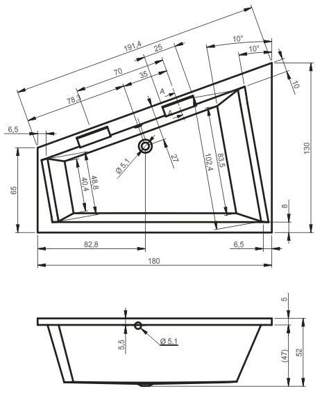 Ванна акриловая Riho DOPPIO 180х130 R, BA9000500000000