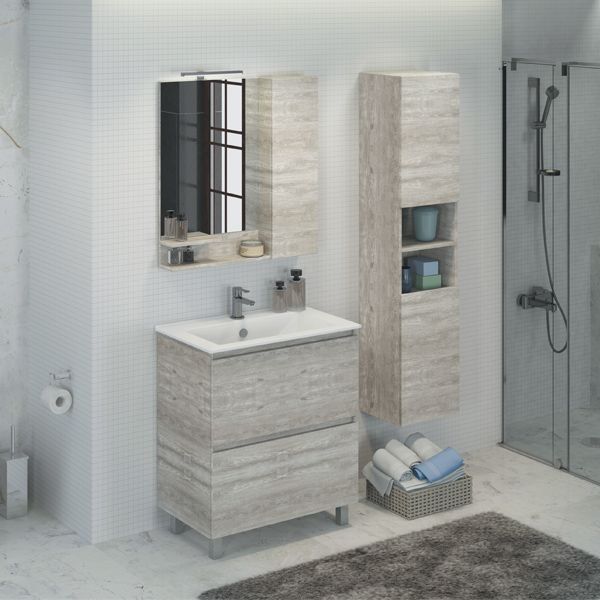 Тумба-умывальник Comforty Верона 75 дуб белый с раковиной Comforty 75Е