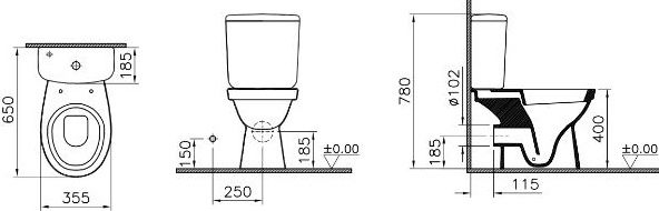 Унитаз-компакт Vitra Norm Fit, с крышкой дюропласт, микролифт, белый, 9844B099-7205