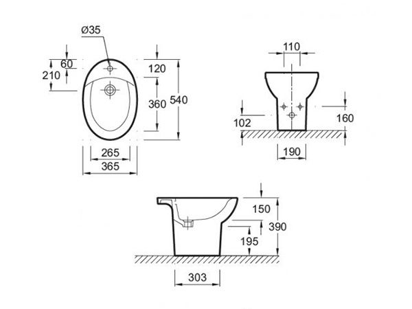 Биде напольное Jacob Delafon PATIO NEW /39х36x54/, EBB0002-00