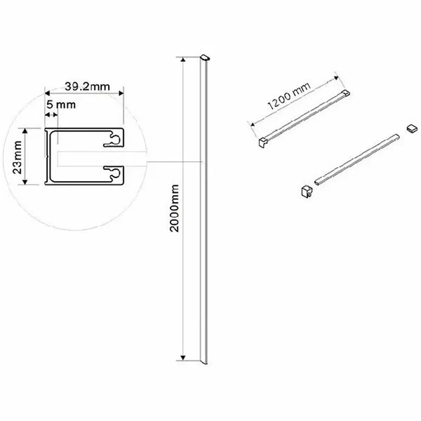 Пристенный профиль Vincea Walk-In,  для душевой перегородки, черный, VHW-1WB