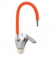Смеситель для кухни Zerix YUB REFLECTOR ORANGE, с гибким изливом, хром/оранжевый, ZX0254