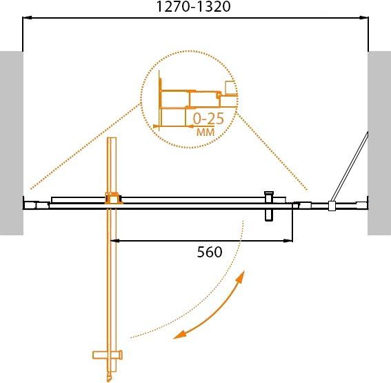 Душевая дверь Cezares MOLVENO-BA-11-100+30-C-Cr-IV