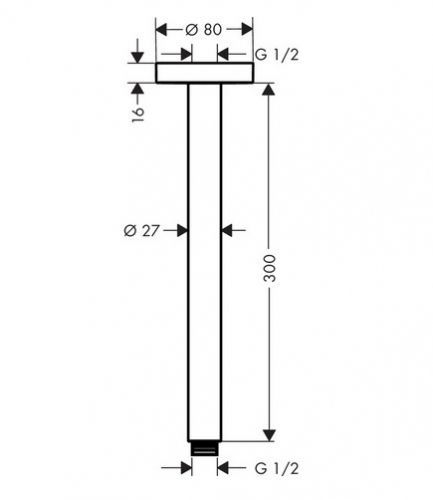 Кронштейн для верхнего душа Hansgrohe  S 300, хром, 27389000
