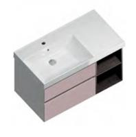 Тумба Kerama Marazzi Cubo/Кубо 90 см левая 2 ящика + отк полка, мальва+метс., CU.90lh\MAL