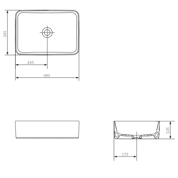 Раковина накладная Cersanit Креа (Crea) 50 Rectangular, 64755