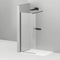 Душевая перегородка Cezares Liberta 110*195 см, с односторонним входом, прозрачное стекло, черный ма