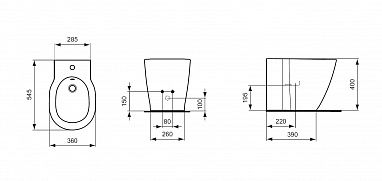 Биде напольное Ideal Standard CONNECT, с крепежом TT0257919, 1 отверстие под смеситель  E799501