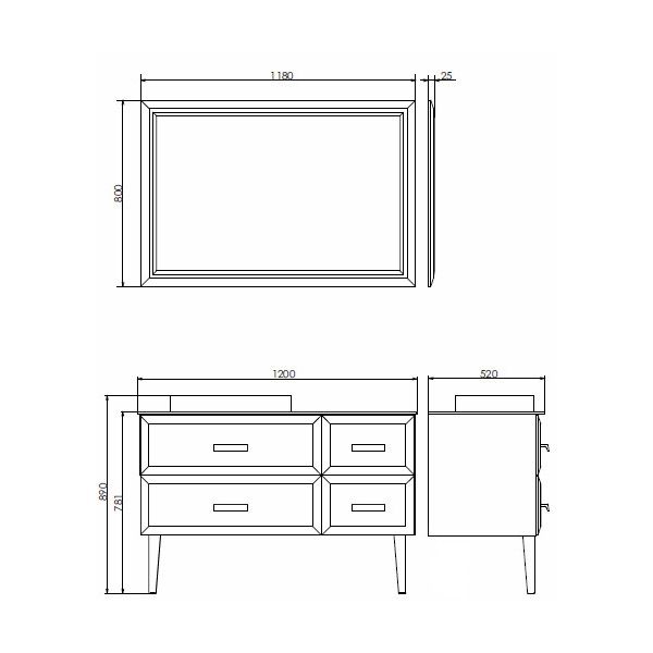 Зеркало Comforty "Империя-120" белый глянец