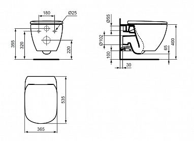 Унитаз подвесной Ideal Standard TESI AquaBlade® , T007901 A2+1