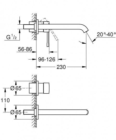 Смеситель для раковины Grohe  Essence+, хром, 19967001