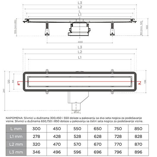 Душевой лоток Pestan Confluo Premium Line 450 Gold, 13100051