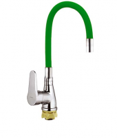 Смеситель для кухни Zerix SOP7 REFLECTOR GREEN, с гибким изливом, хром/зеленый, ZX0623