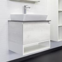 Тумба-умывальник Comforty Прага-60 дуб белый с графитовой столешницей с раковиной Comforty 9055RA-50