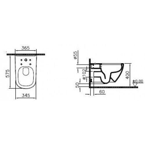 Унитаз подвесной Vitra D-Light с крышкой микролифт, 5911B003-6098