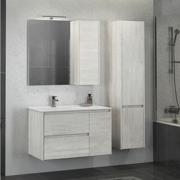 Зеркало-шкаф Comforty "Бремен-90" дуб белый