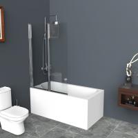 Шторка для ванны BelBagno 1000x1500, прозрачное стекло, хромированный профиль, UNO-V-2-100/150-C-Cr