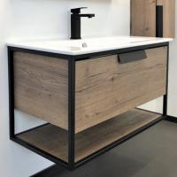 Тумба Comforty "Бонн-90" дуб темный с раковиной Quadro 90