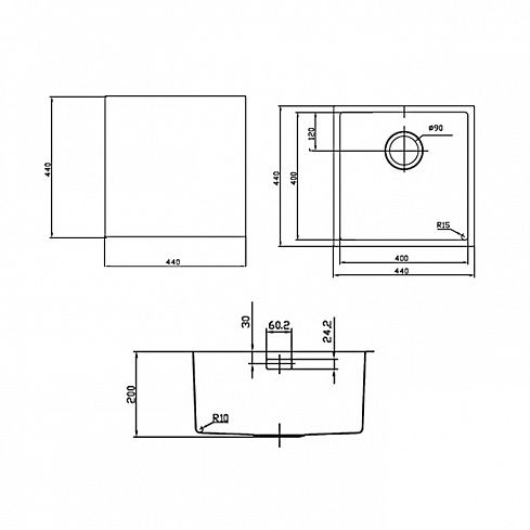 Мойка для кухни IDDIS Edifice 44х44, бронза, матовая, EDI44B0i77
