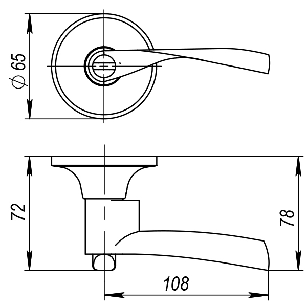 Ручка защелка Ajax DK610 PB-BK (6010 PB-B) (фик.) золото