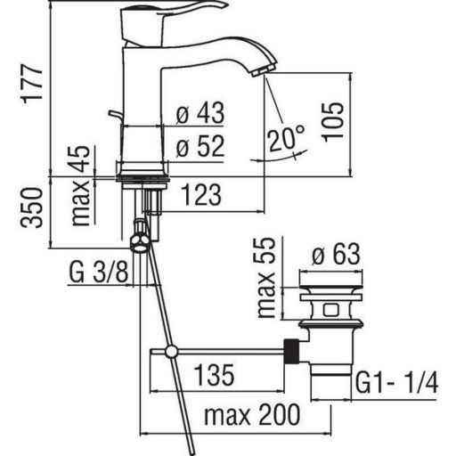 Смеситель Nobili SOFI для раковины, хром SI98118/1CR