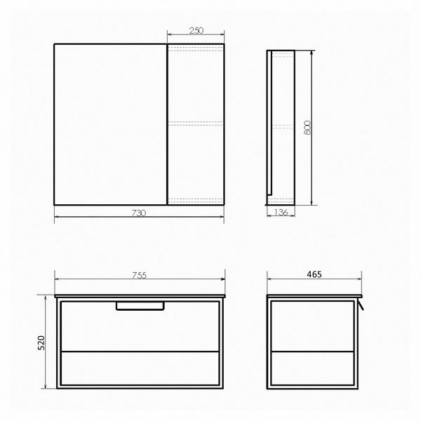 Тумба-умывальник Comforty Бонн 75 дуб темный с черной матовой раковиной Comforty 75E
