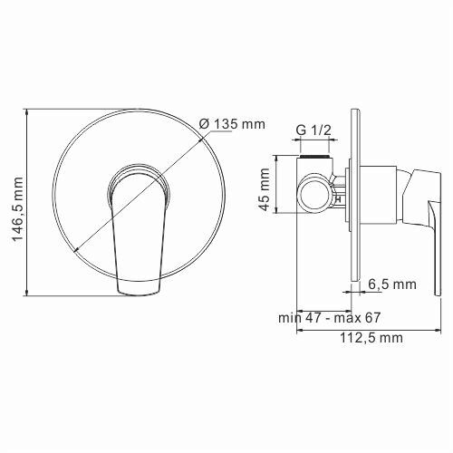 Смеситель для душа WasserKRAFT Dill 6100, 6151