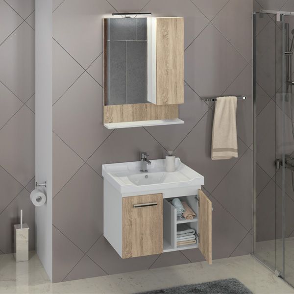 Зеркало-шкаф Comforty "Рига-60" дуб сонома