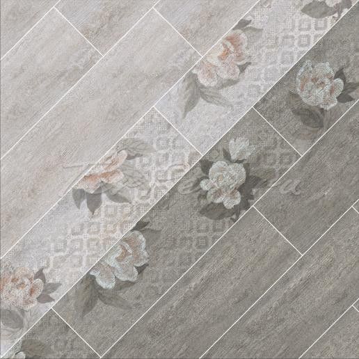 Керамогранит Kerama Marazzi Поджио 20х80 Цветы серый светлый SG704500R