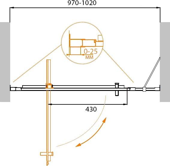 Душевая дверь Cezares MOLVENO-BA-11-70+30-C-Cr-IV