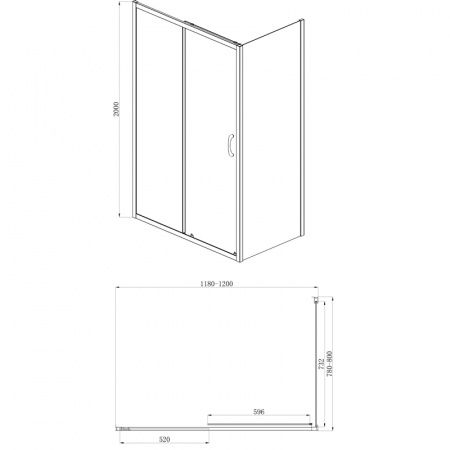 Душевая кабина Azario 1200*800*2000, БЕЗ ПОДДОНА, серебро, AZ-ND1131 L 1200