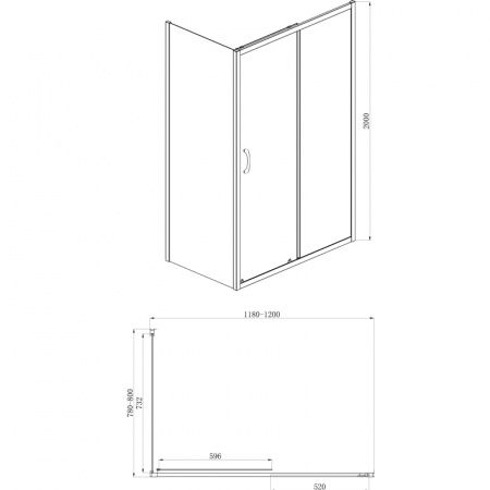 Душевая кабина Azario 1200*800*2000,БЕЗ ПОДДОНА, черный, AZ-ND1131-R 1200 Блек