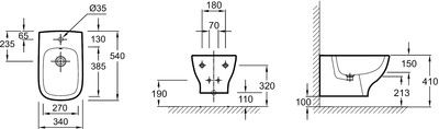 Биде подвесное Jacob Delafon Struktura, 1 отв под смеситель, с переливом, белый, EMC0002-00