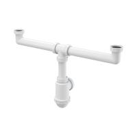 Сифон для сдвоенной мойки Alcadrain с накидными гайками 6/4", A448-DN50/40