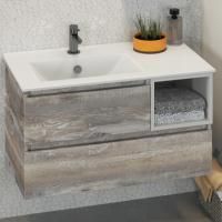 Тумба-умывальник Comforty "Турин-90L" дуб бежевый с раковиной Comforty 9090EL