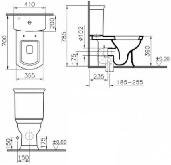 Унитаз-компакт  Vitra SERENADA с функцией биде, с крышкой микролифт, 9722B003-7205