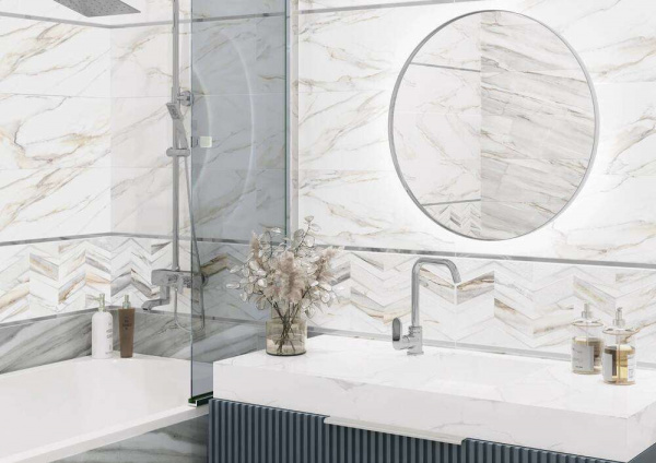 Керамическая плитка настенная Delacora Дельта Каррара / Delta Carrara 246*740, WT15DLA00R