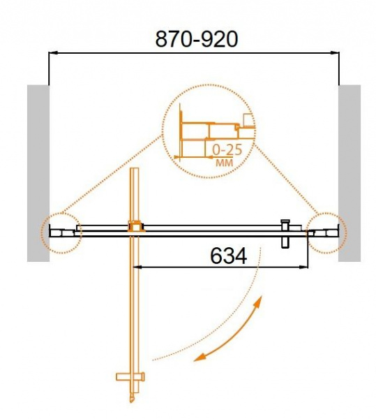 Душевая дверь Cezares MOLVENO-BA-1-90-C-Cr-IV