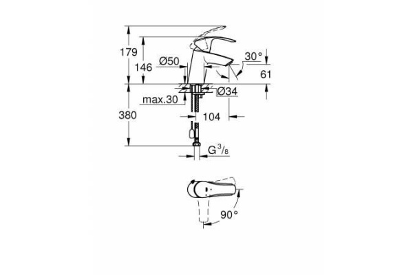 Смеситель для раковины Grohe Eurosmart New, хром, 23372002