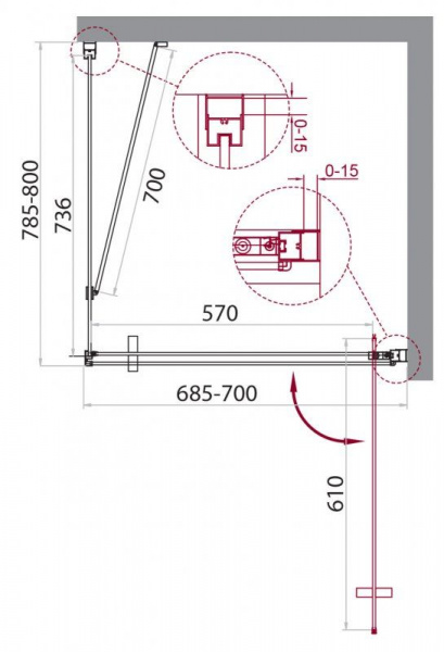 Душевая кабина BelBagno Marmi 700x800x1950, прозрачное стекло, хромированный профиль, MARMI-AH-1-70/