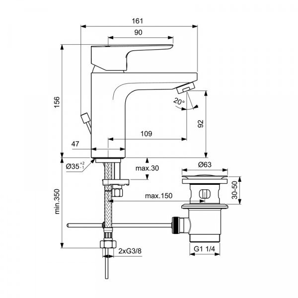Комплект 3 в 1 Ideal Standart CERAPLAN III (BC560AA + B0718AA + B2621AA), BD005AA