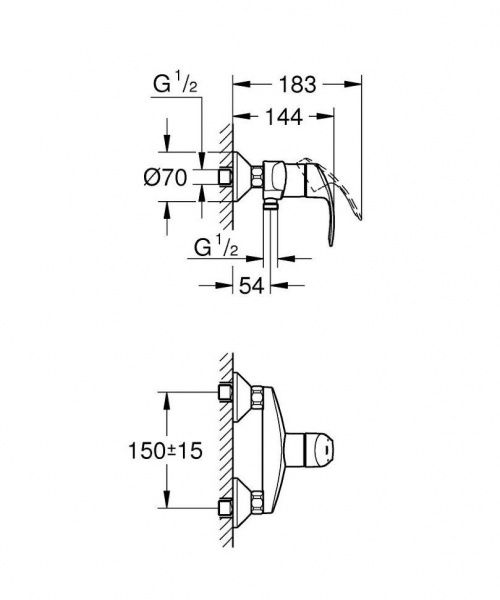 Смеситель для душа, однорычажный Grohe Eurosmart New 33555002
