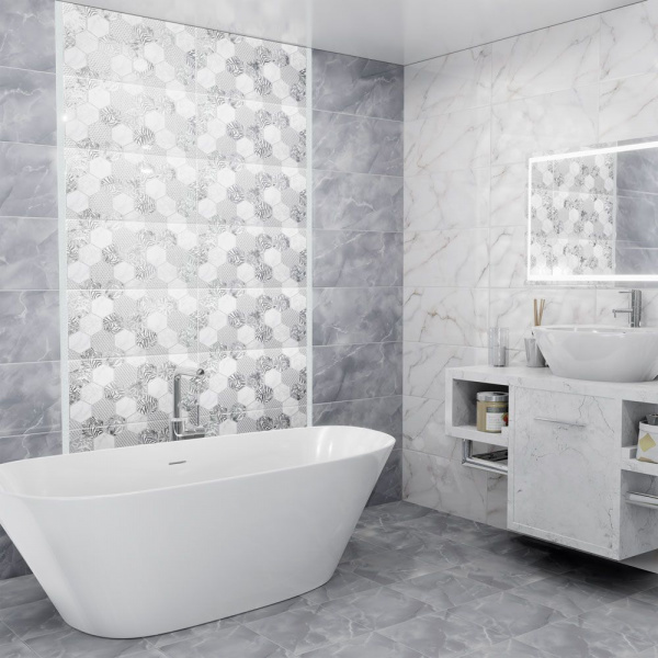 Керамическая плитка настенная Alma Ceramica рельефная Гриджио / Grigio 249*500, TWU09GRG017